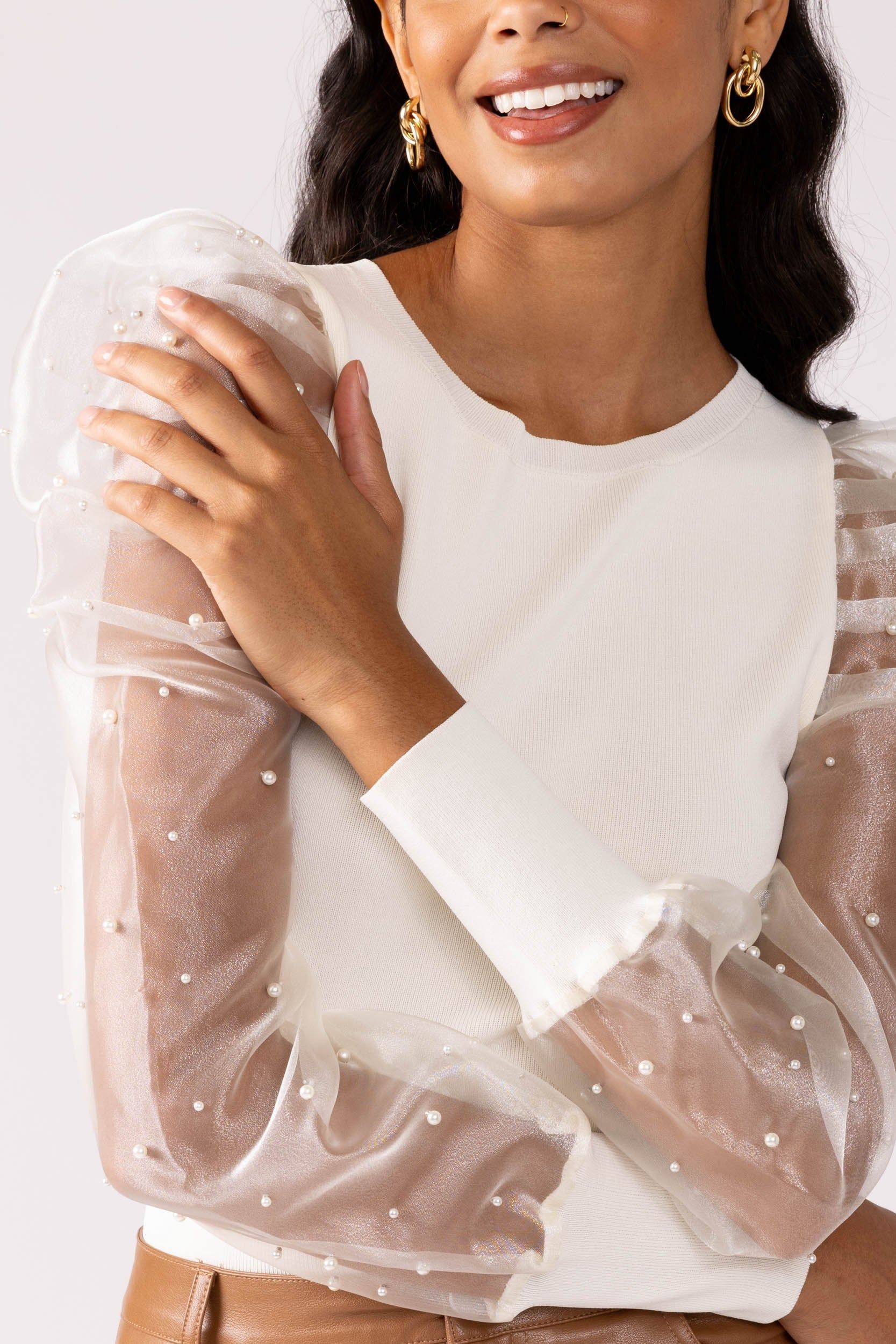 SALE - Perla Embellished Sleeve Top sold by fab'rik