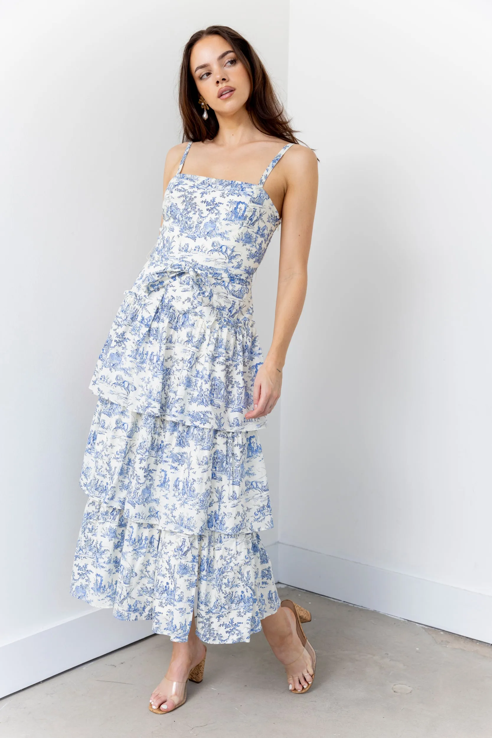 Fynn Printed Tiered Midi Dress sold by fab'rik