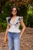 Ruben V Neck Ruffle Top sold by fab'rik