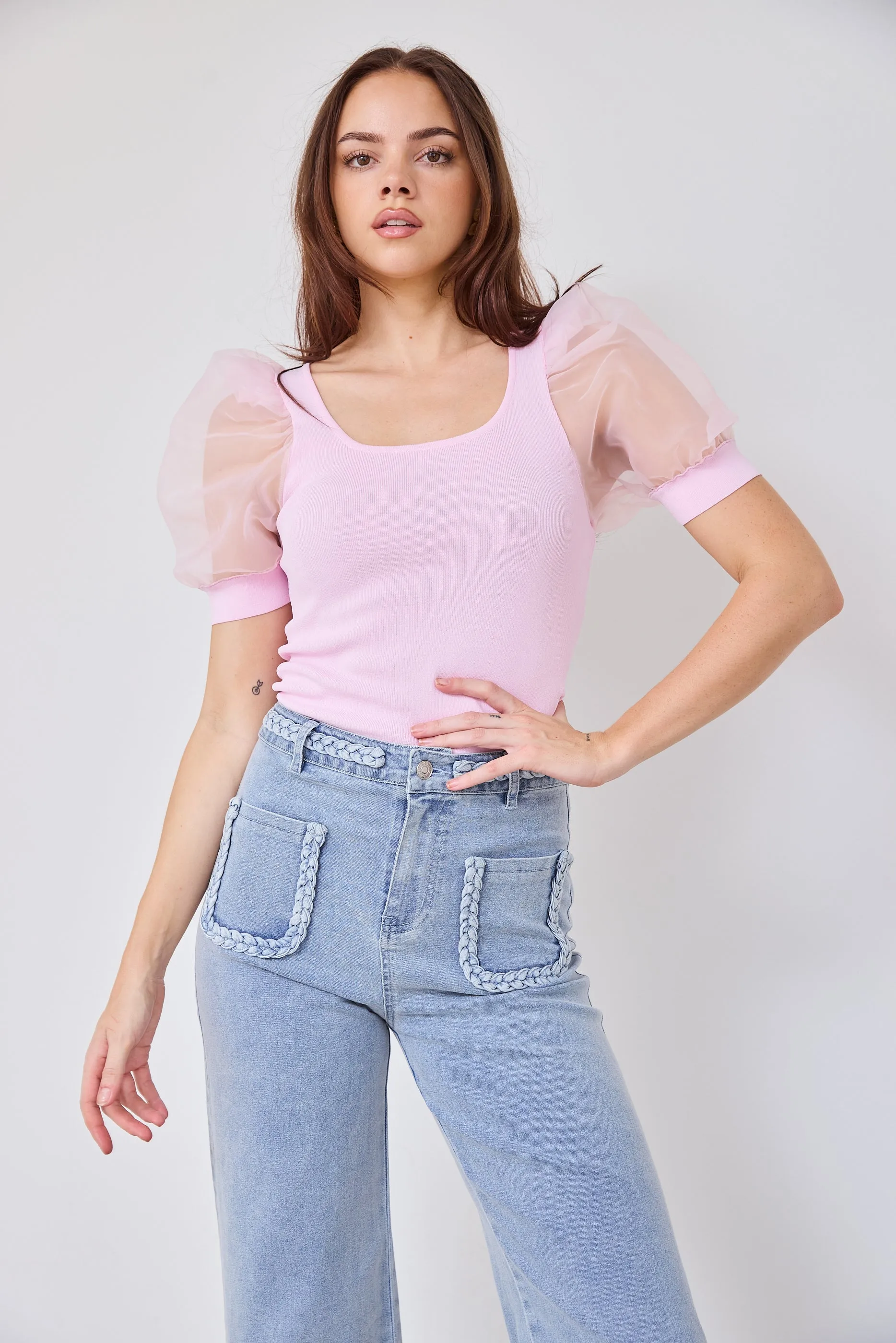 SALE - Sara Puff Sleeve Knit Top sold by fab'rik