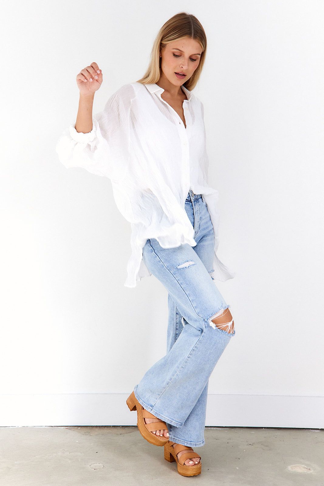 Clare Ripple Button Down sold by fab'rik