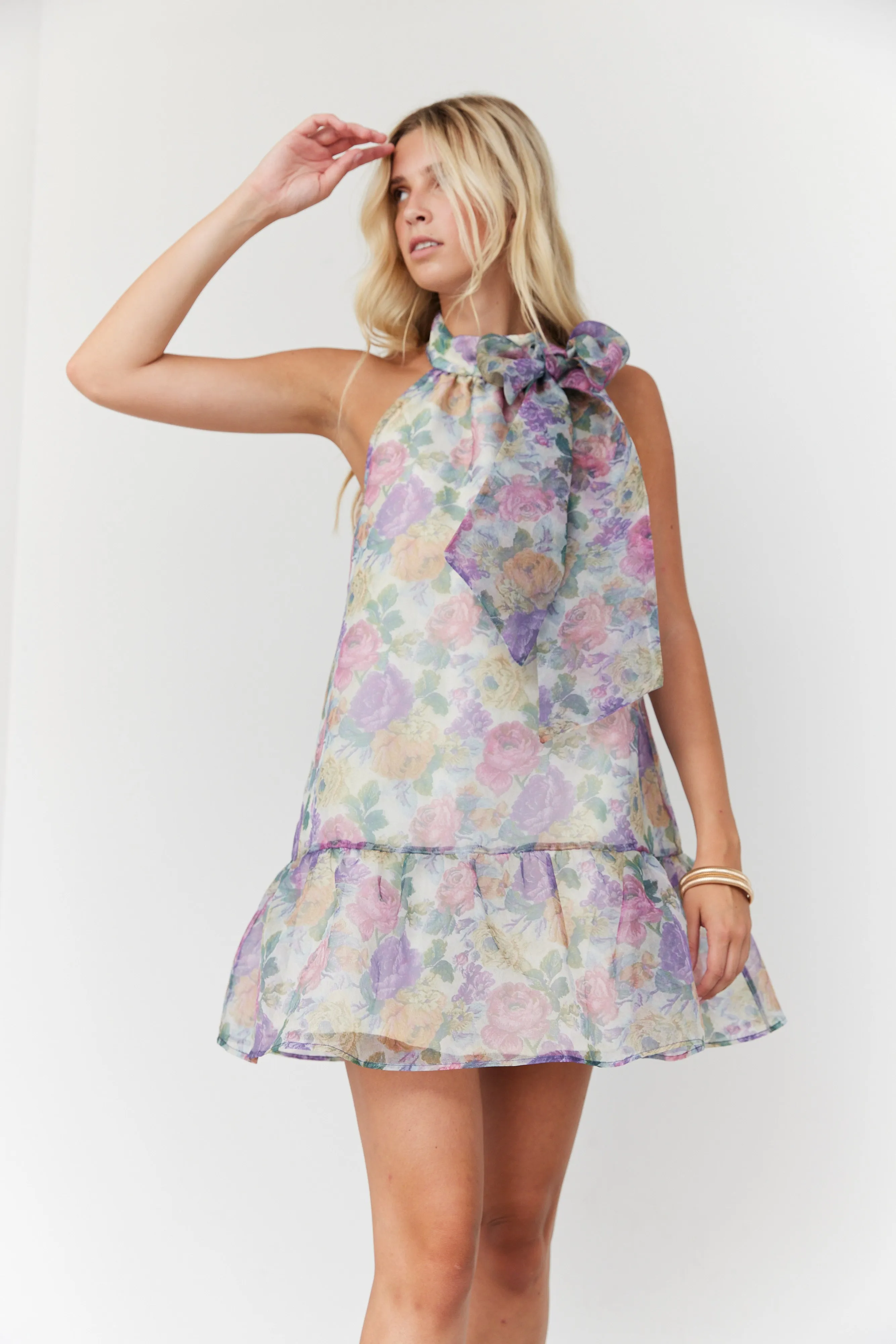 SALE - Eve Tie Neck Floral Mini Dress sold by fab'rik product image thumbnail 3