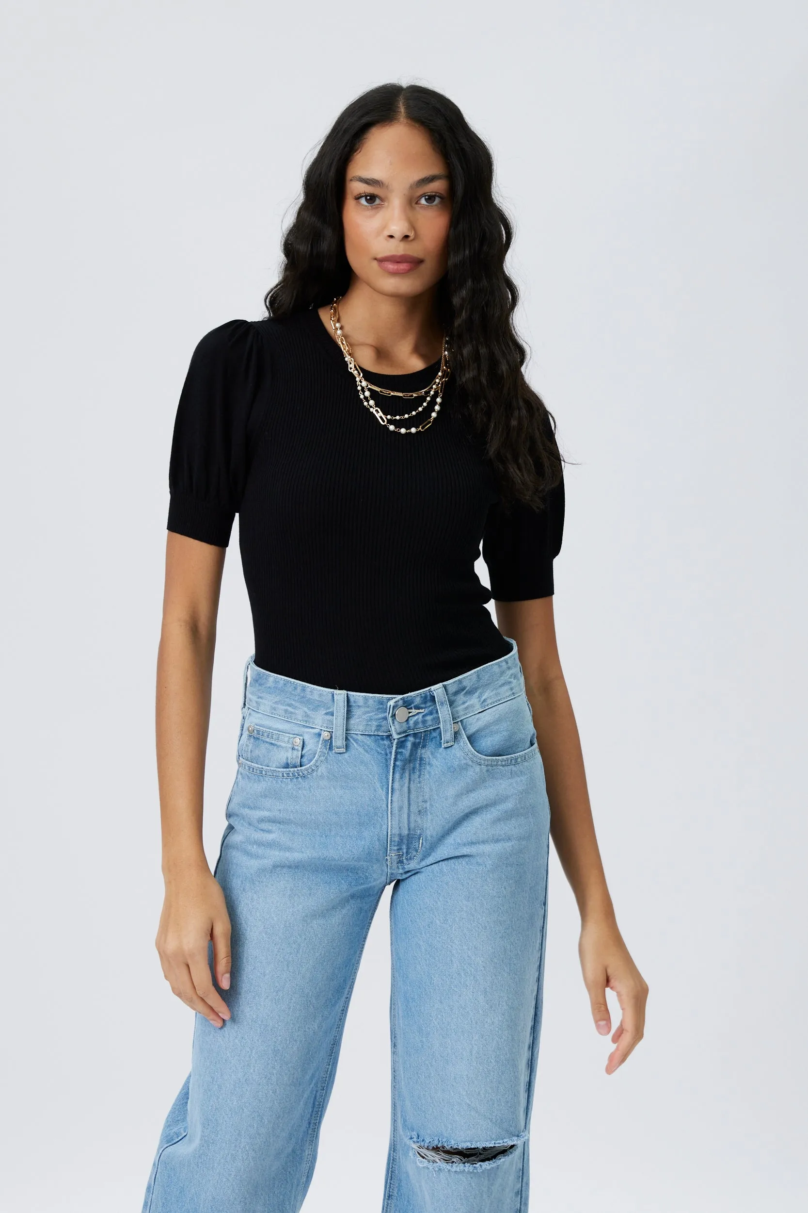 SALE - Baxter Ribbed Puff Sleeve Knit Top sold by fab'rik product image thumbnail 5