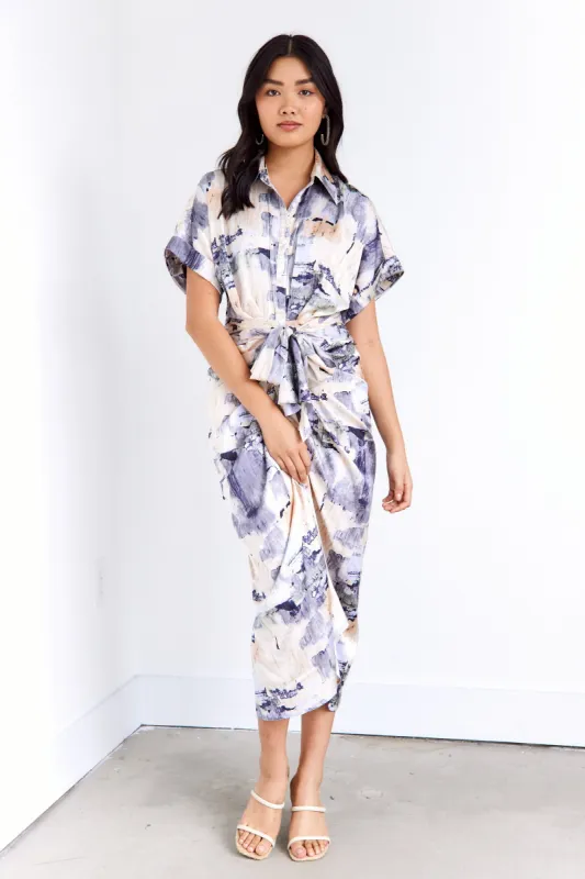 Esmeralda Tie Front Printed Maxi Dress sold by fab'rik