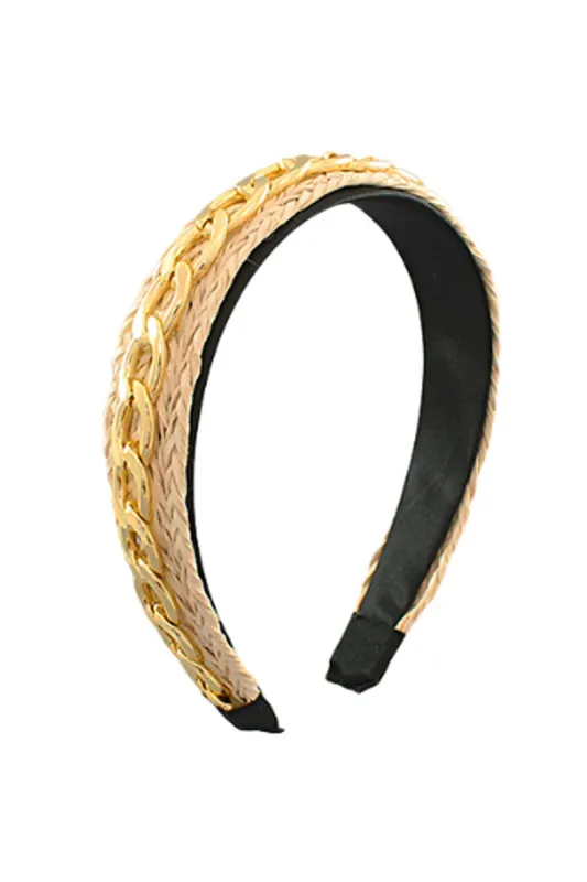 Floyd Chain Link and Woven Straw Headband sold by fab'rik