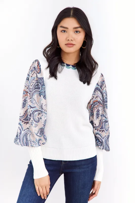 SALE - Cleo Printed Puff Sleeve Sweater sold by fab'rik