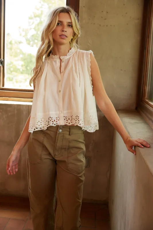SALE - Holly Eyelet Trim Blouse sold by fab'rik