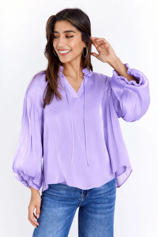 SALE - Oderra Shimmer Bubble Sleeve Blouse sold by fab'rik