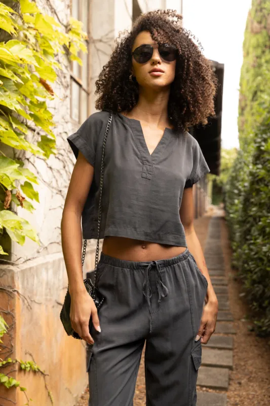 SALE - Chloe V Neck Boxy Crop Top sold by fab'rik