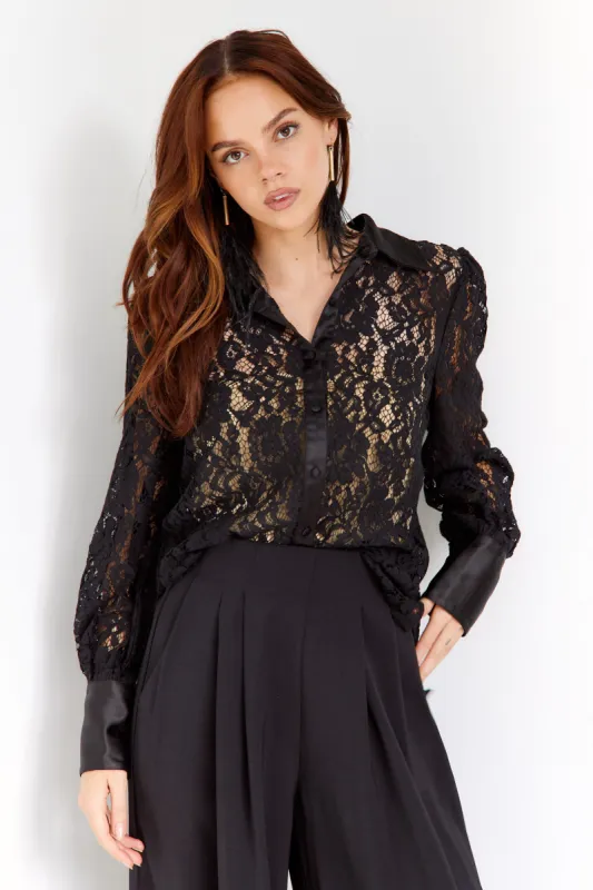 SALE - Ciara Lace Button Down Top sold by fab'rik