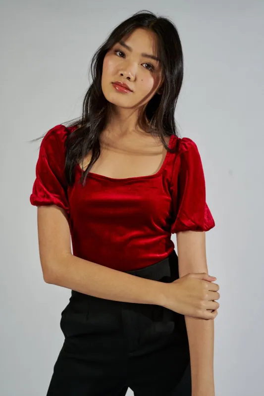 SALE - Eleanor Velvet Puff Sleeve Bodysuit sold by fab'rik