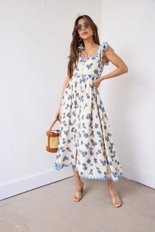 Bailey Tie Strap Floral Midi Dress sold by fab'rik