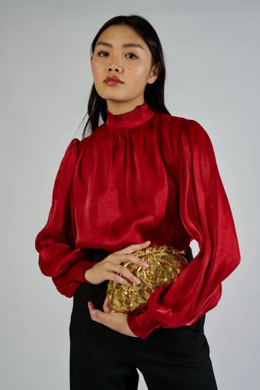 SALE - Vivi Satin Mock Neck Blouse sold by fab'rik