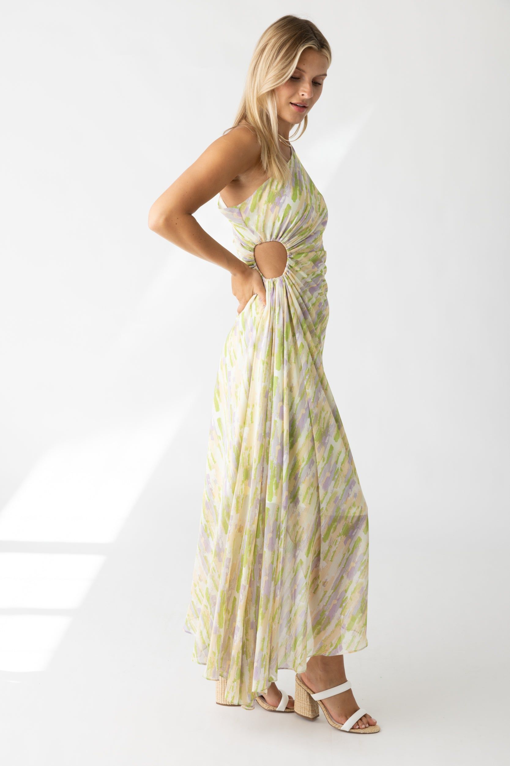 SALE - Flora Asymmetrical One Shoulder Pleated Maxi Dress sold by fab'rik product image thumbnail 4