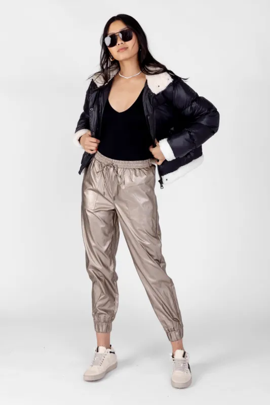 SALE - Zaina Smocked Waist Leather Jogger sold by fab'rik