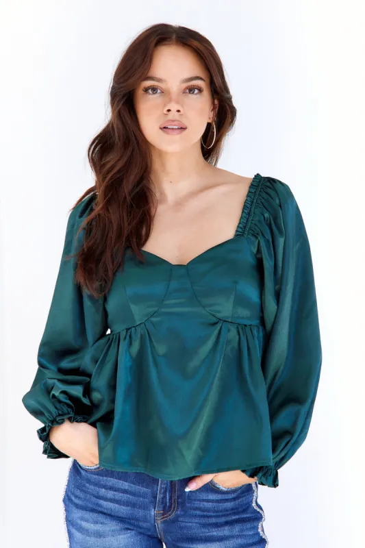 SALE - Romy Satin Babydoll Blouse sold by fab'rik