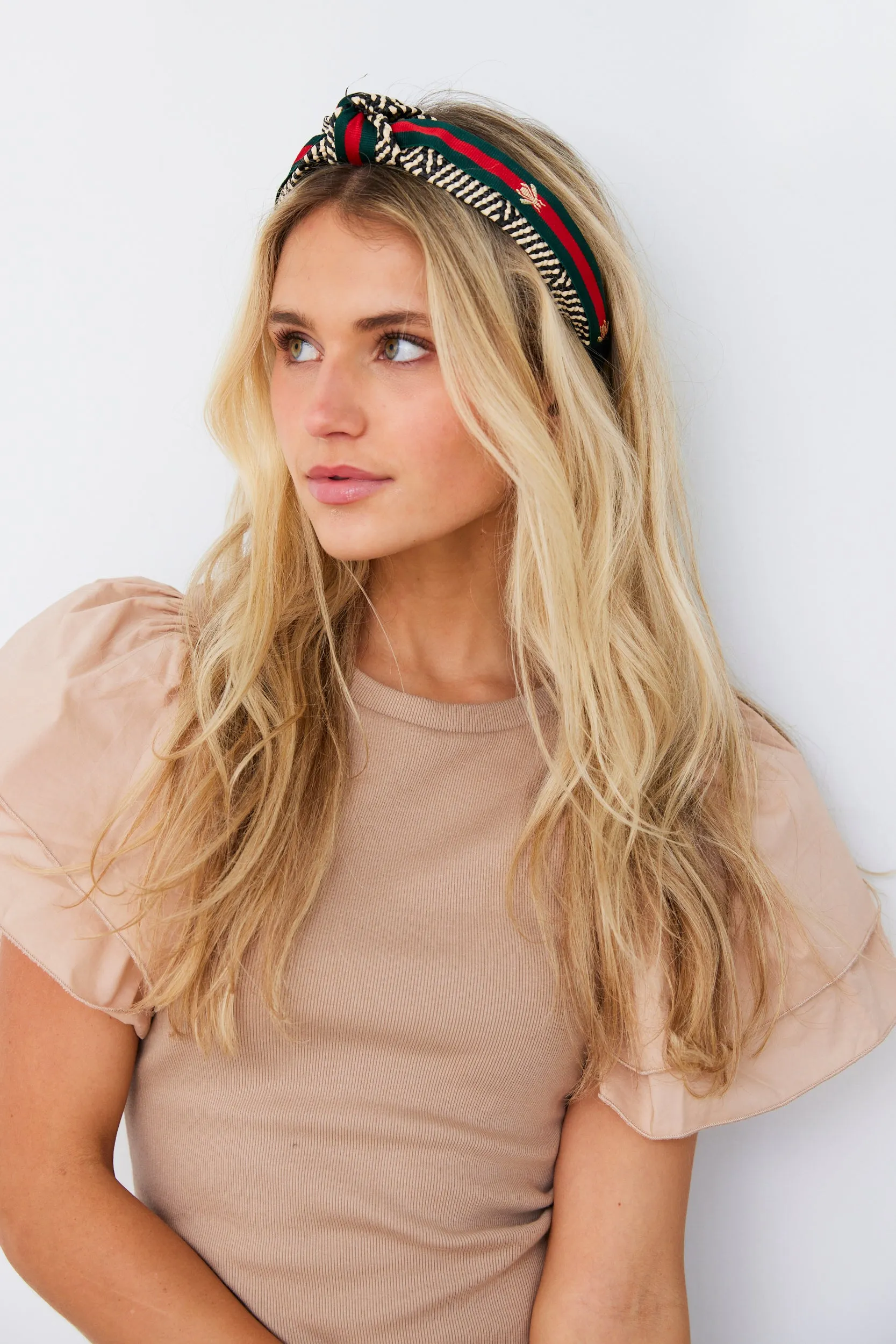 Burch Rattan Bee and Stripe Headband sold by fab'rik