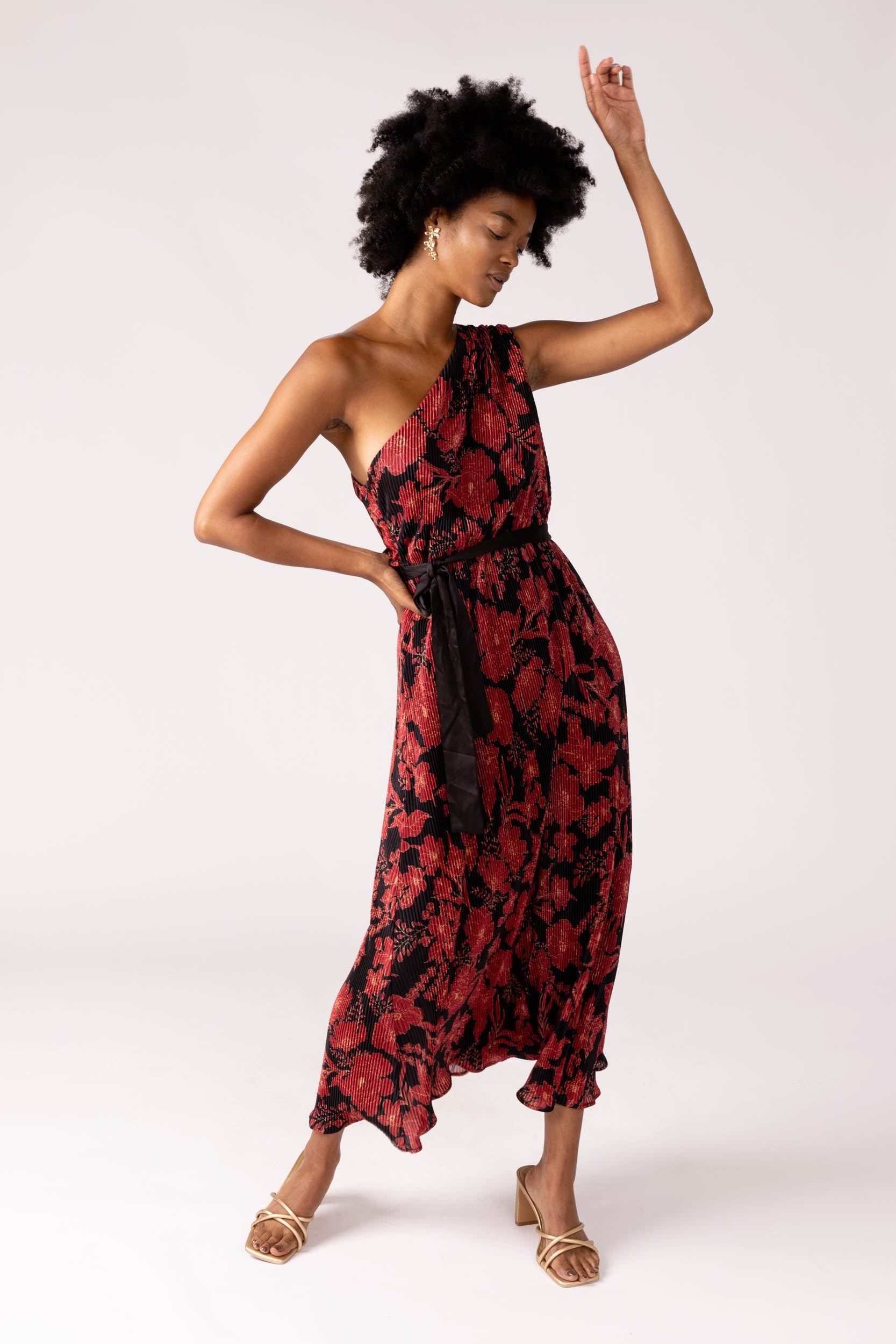 SALE - Samira Pleated One Shoulder Dress sold by fab'rik