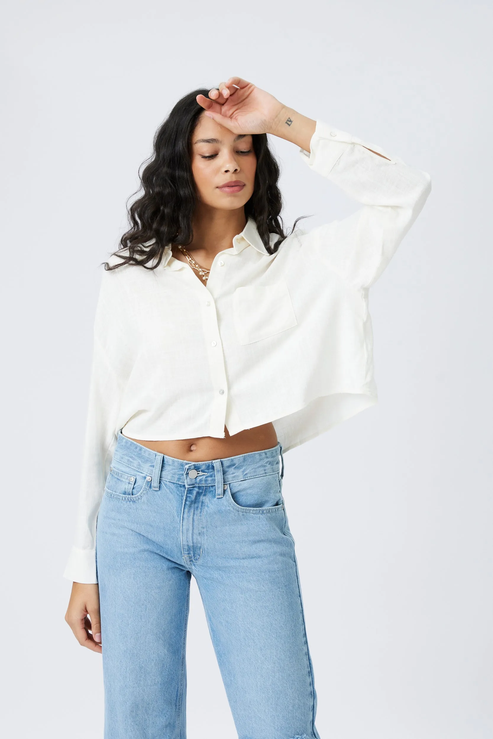SALE - Gracie Button Down Cropped Shirt sold by fab'rik product image thumbnail 2
