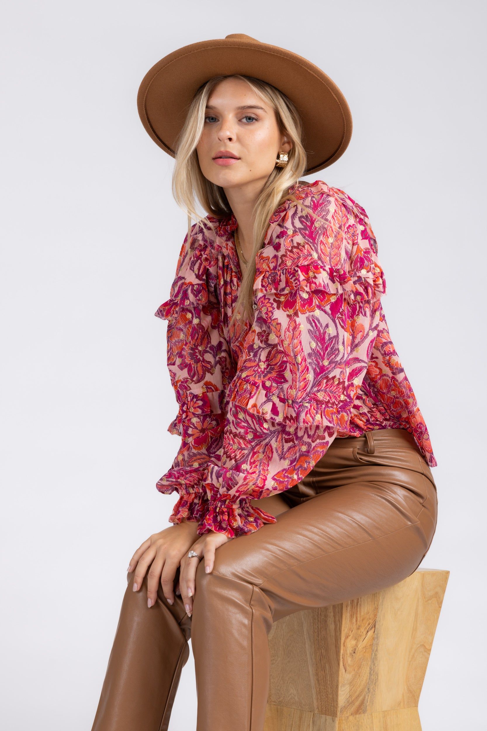 Dena Floral Ruffle Sleeve Top sold by fab'rik product image thumbnail 2