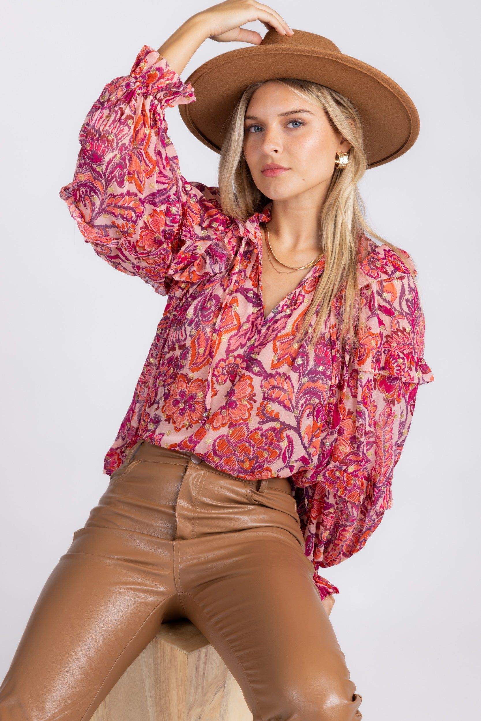 Dena Floral Ruffle Sleeve Top sold by fab'rik product image thumbnail 3