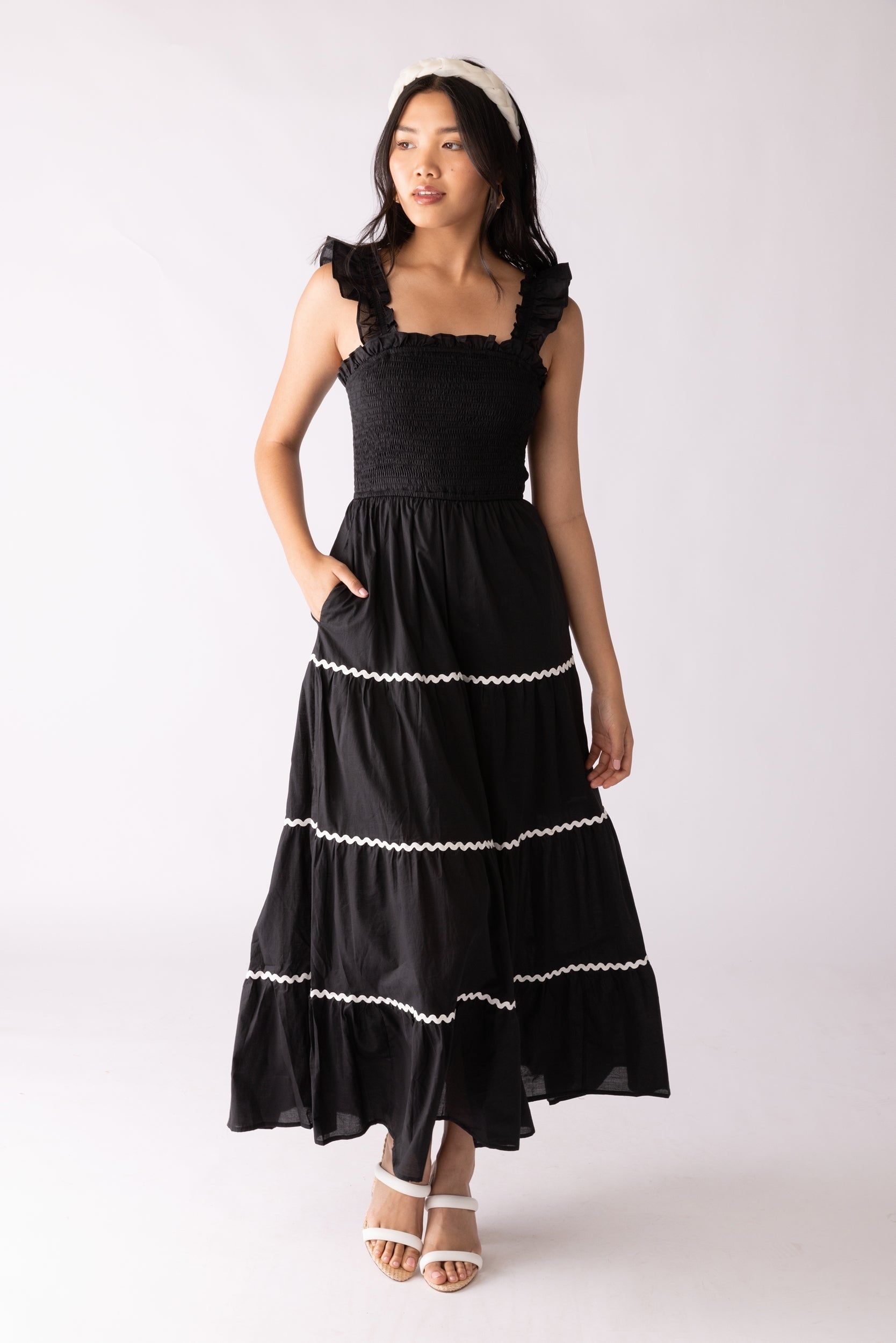 Nesta Smocked Detail Maxi Dress sold by fab'rik