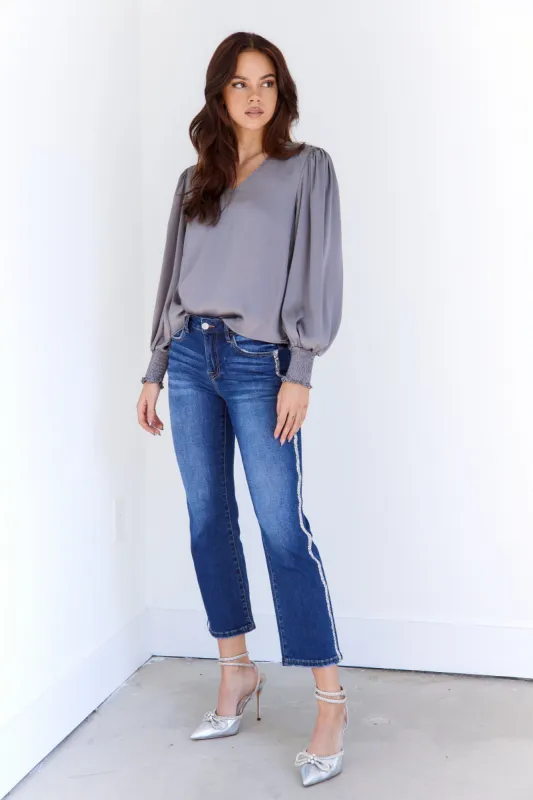 SALE - Blake Sequined Straight Leg High Waisted Jeans sold by fab'rik