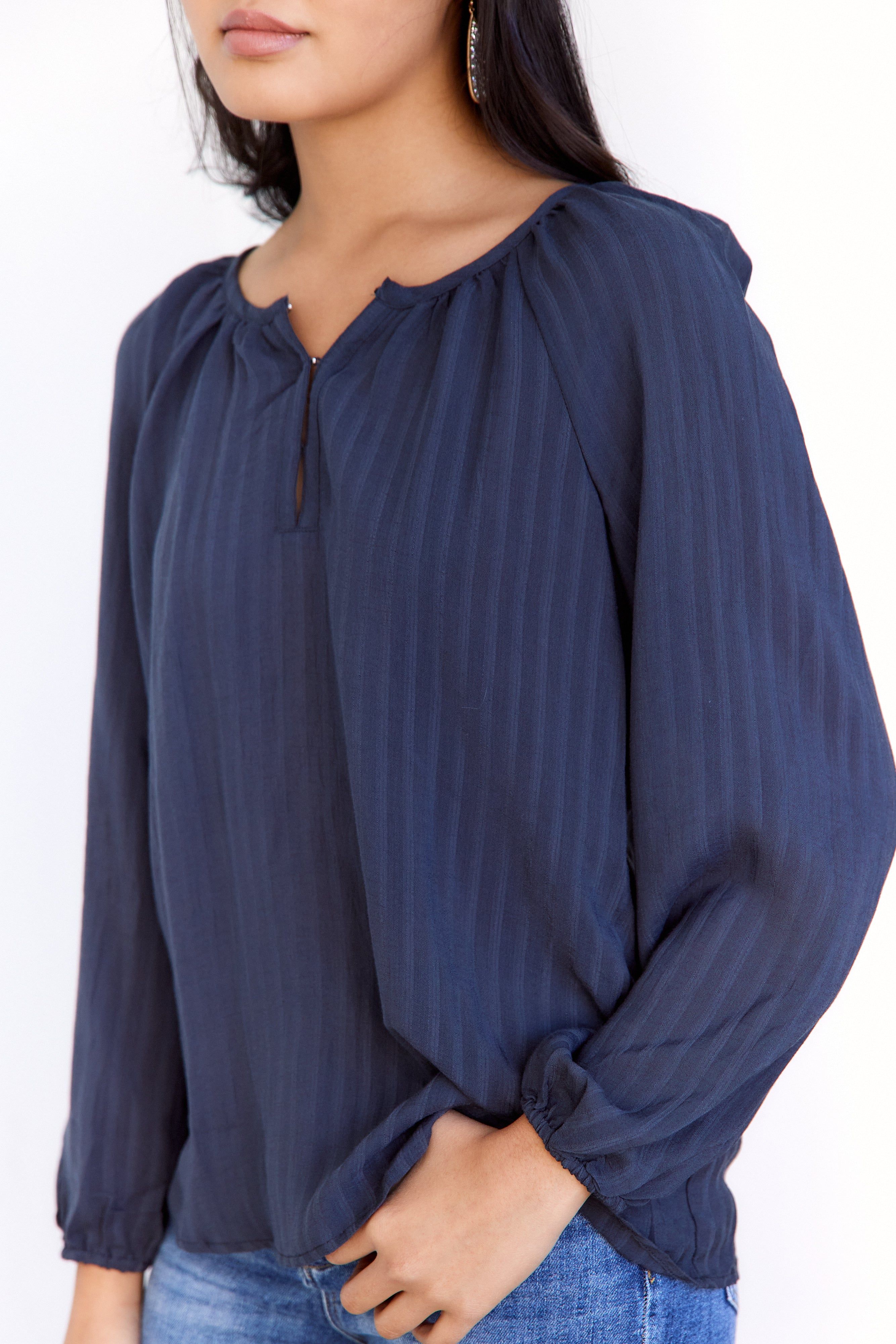 SALE- Serena Textured Stripe Blouse sold by fab'rik product image thumbnail 3