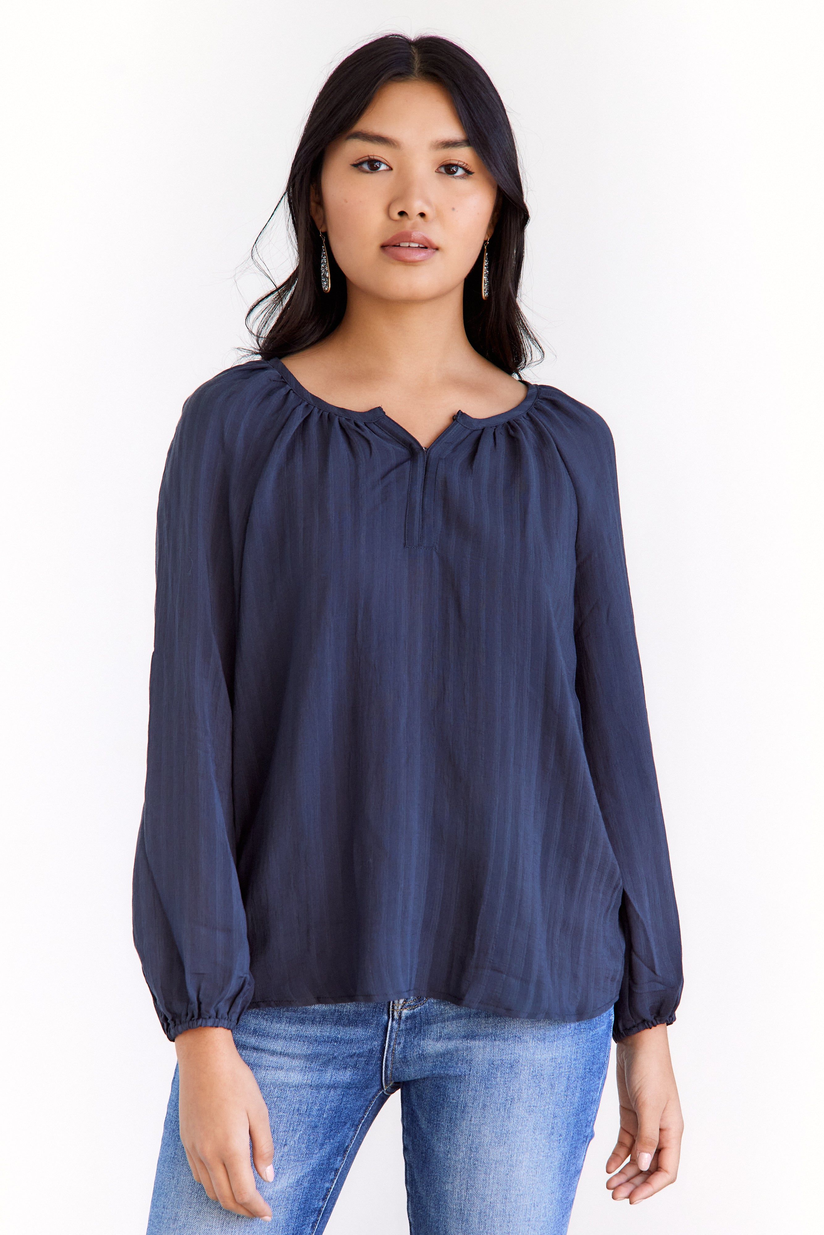 SALE- Serena Textured Stripe Blouse sold by fab'rik