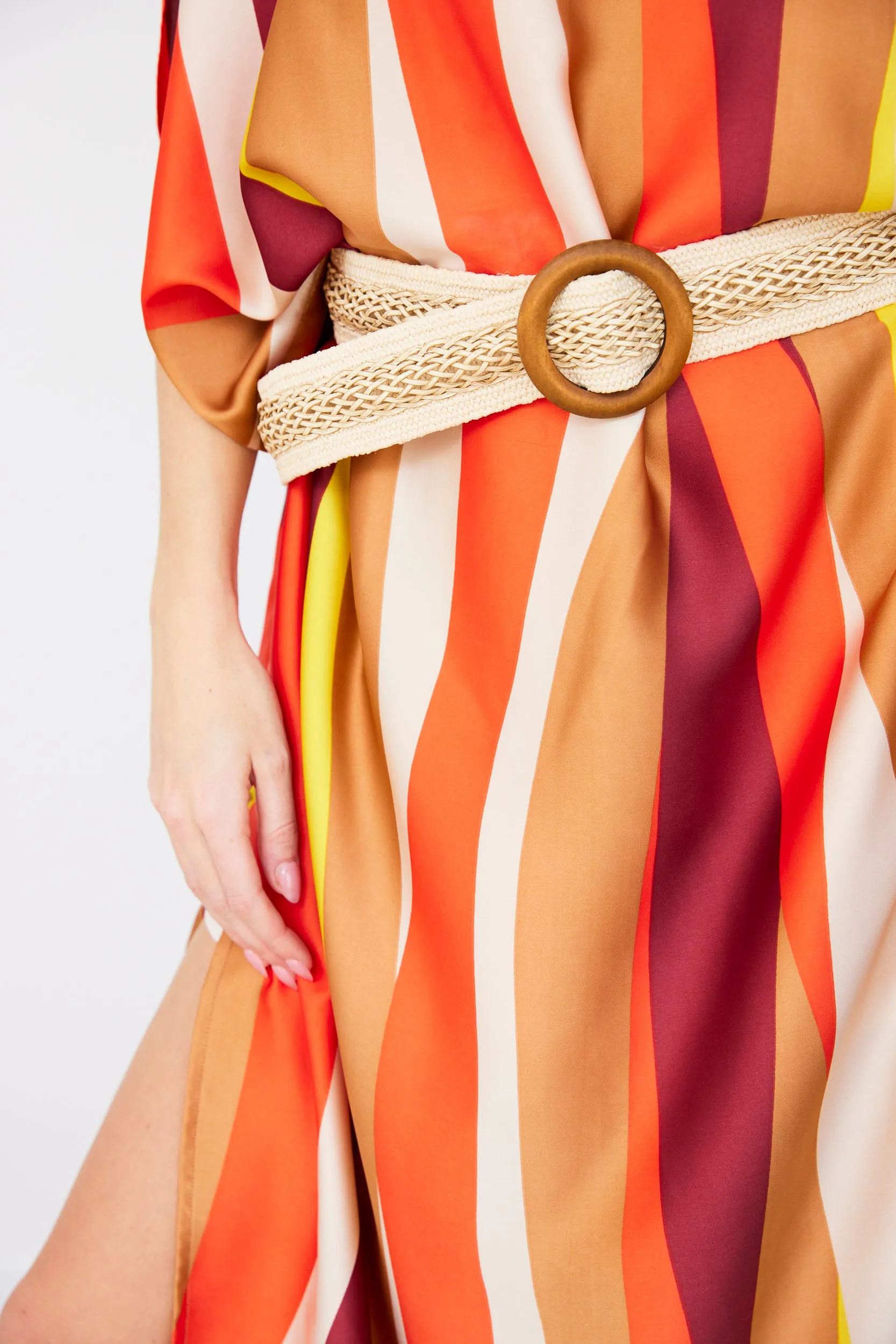 Curry Wooden Buckle Woven Straw Belt sold by fab'rik