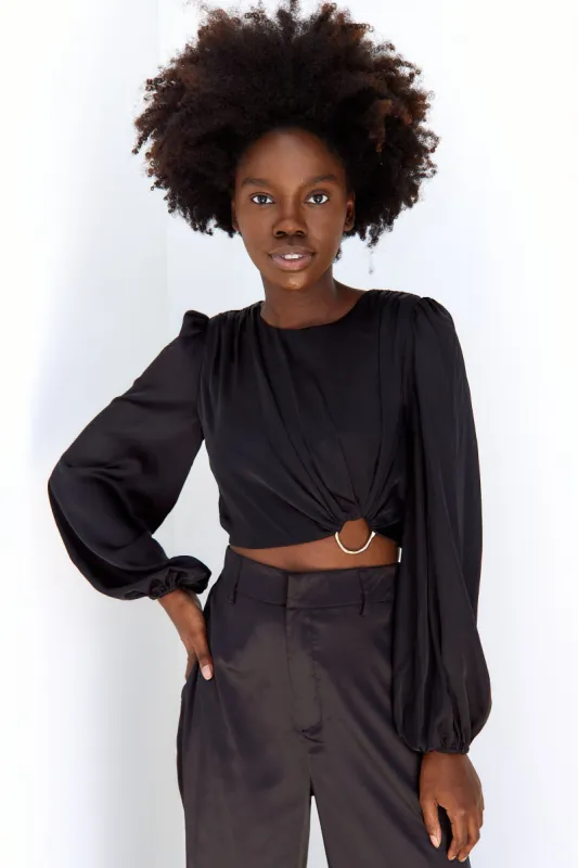 SALE - Beck Cropped Ring Detail Top sold by fab'rik