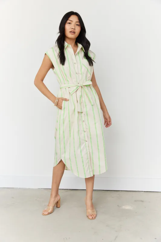 SALE - Meyers Striped Button Front Midi Dress sold by fab'rik