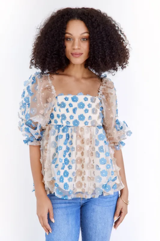 SALE- Rosa Textured Floral Babydoll Top sold by fab'rik