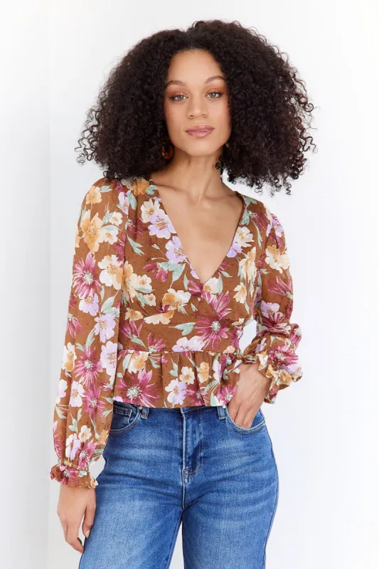 SALE- Shay Floral V Neck Blouse sold by fab'rik
