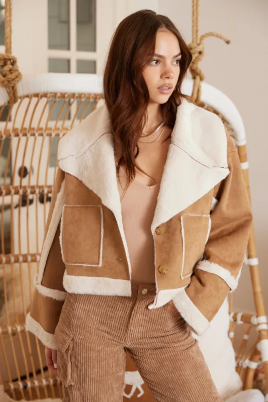 Rhea Sherpa Trimmed Jacket sold by fab'rik