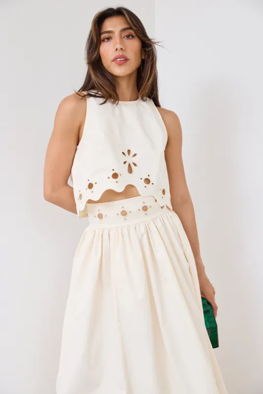 Vivian Eyelet Cropped Top sold by fab'rik