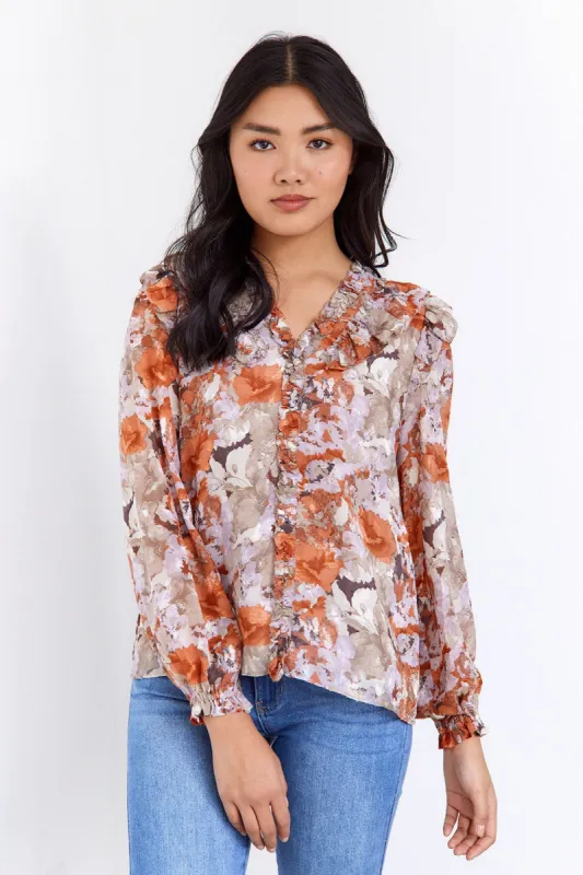 SALE - Keira Printed Ruffle Blouse sold by fab'rik