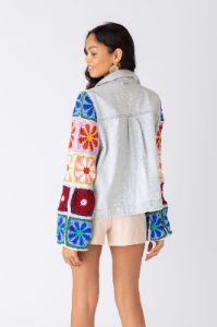 Young Love Crochet Sleeve Denim Jacket sold by fab'rik