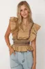 SALE - Shania Embroidered Detail Ruffle Sleeve Top sold by fab'rik