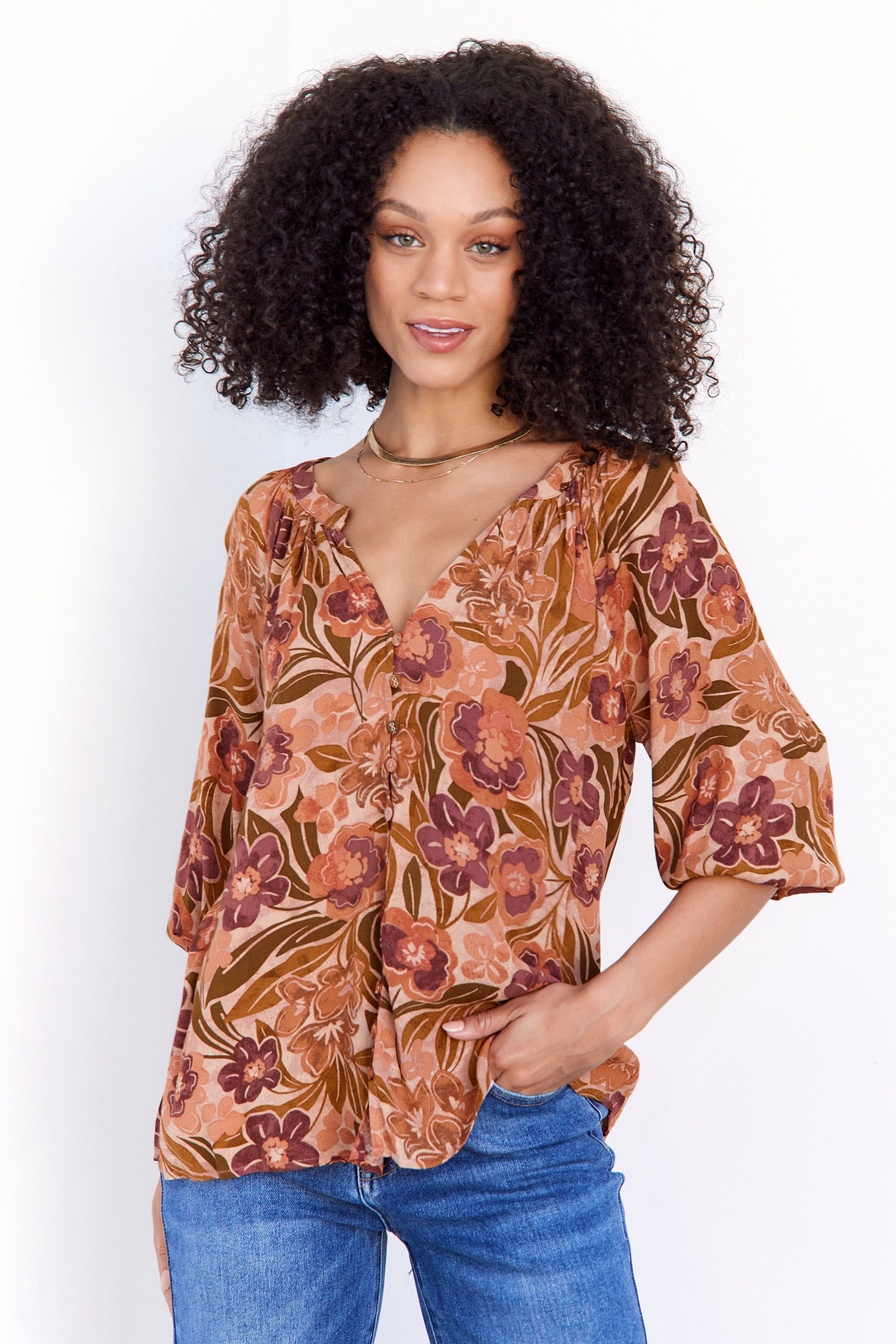 SALE- Lucia Floral Blouse sold by fab'rik