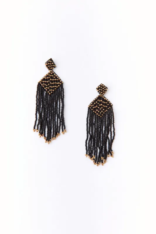 SALE - Ayla Beaded Tassel Rhombus Earrings sold by fab'rik