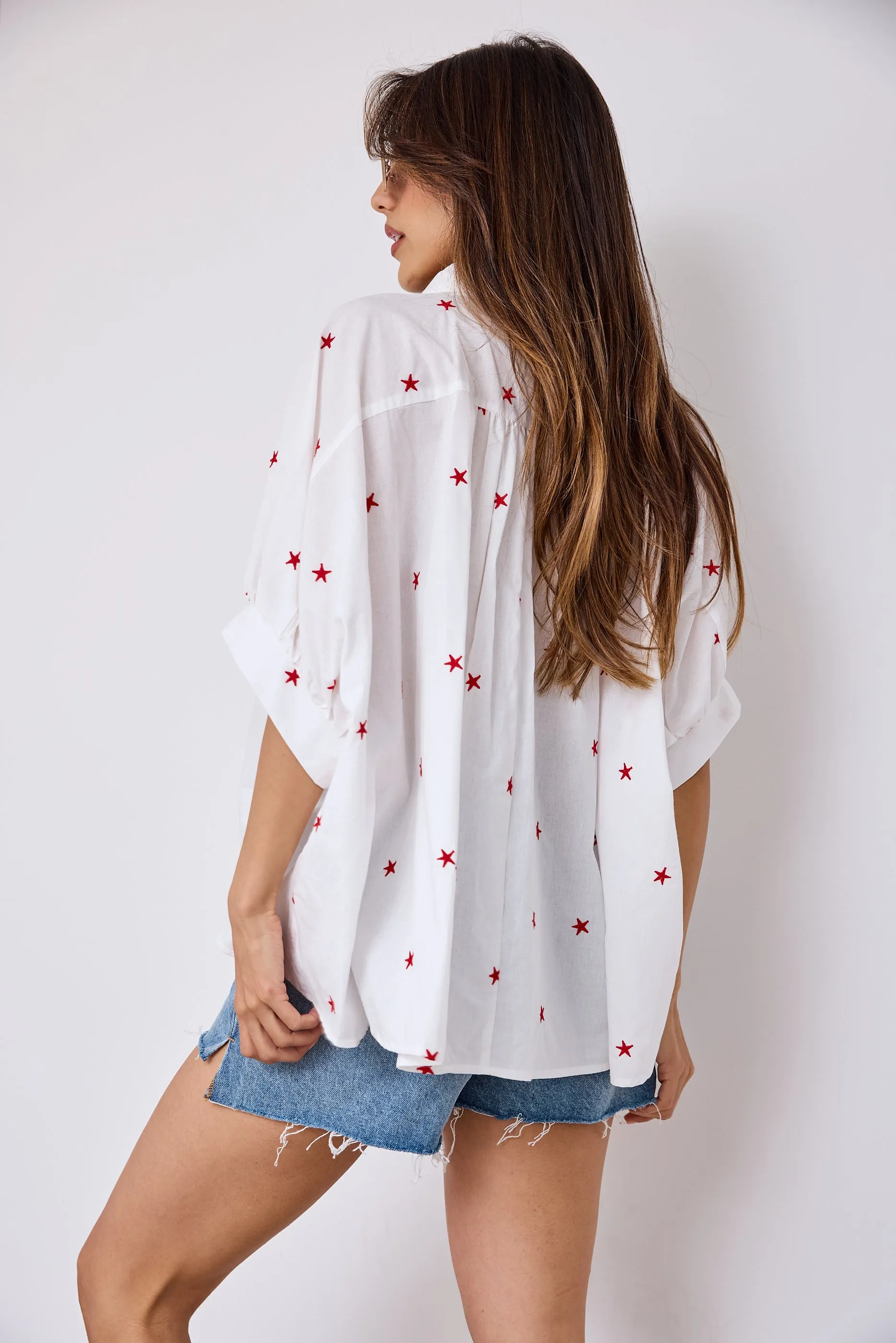 Lina Embroidered Oversized Button Down Blouse sold by fab'rik product image thumbnail 3