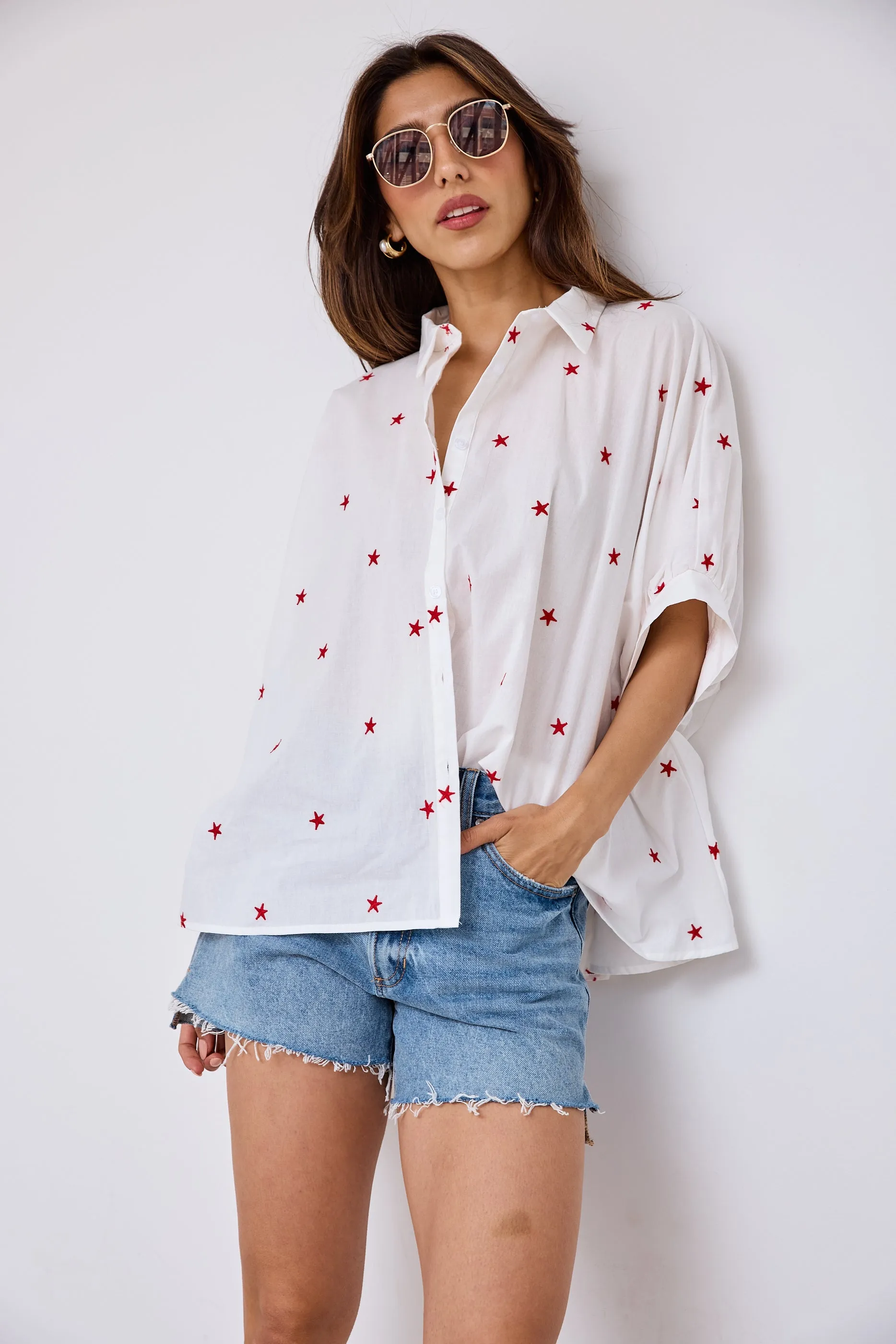 Lina Embroidered Oversized Button Down Blouse sold by fab'rik product image thumbnail 2