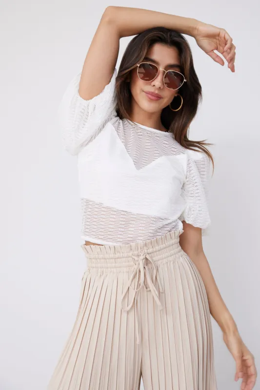 SALE - Victoria Sheer Puff Sleeve Blouse sold by fab'rik