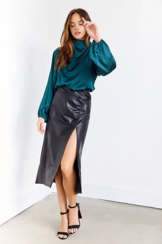 SALE - Kailin Leather Midi Skirt sold by fab'rik