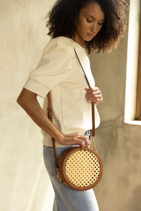 Francis Rattan Circular Crossbody sold by fab'rik