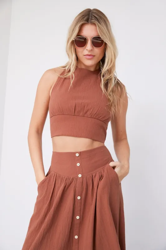 SALE - Annie Linen Tie Back Halter Top sold by fab'rik