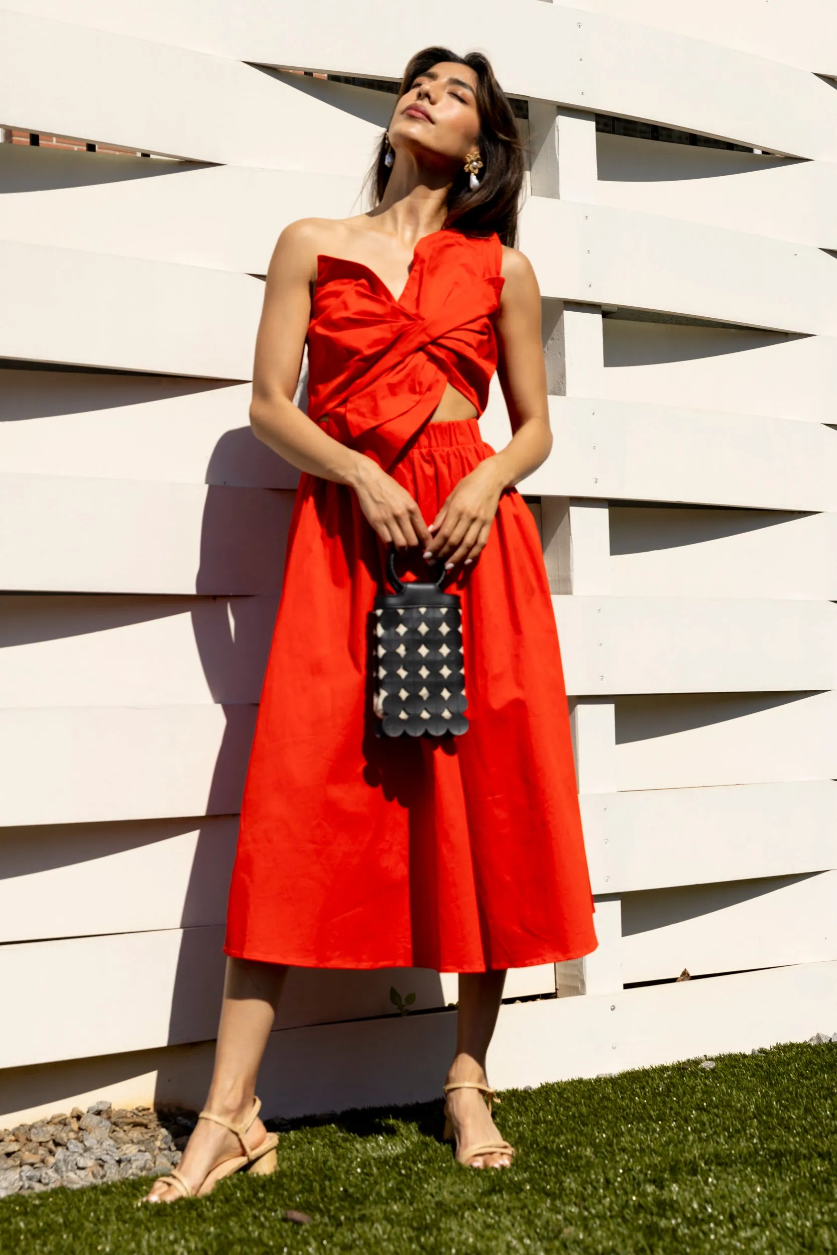 SALE - Mariyah Knotted Bow Flower Midi Dress sold by fab'rik