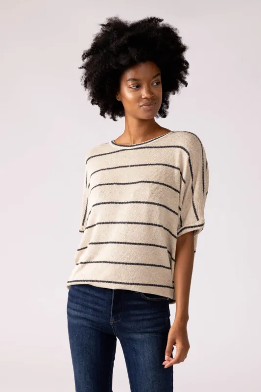 Ellenor Striped Knit Dolman Tee sold by fab'rik
