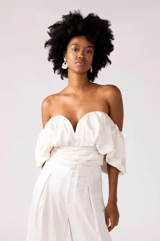 SALE - Marlie Puff Sleeve Cropped Top sold by fab'rik